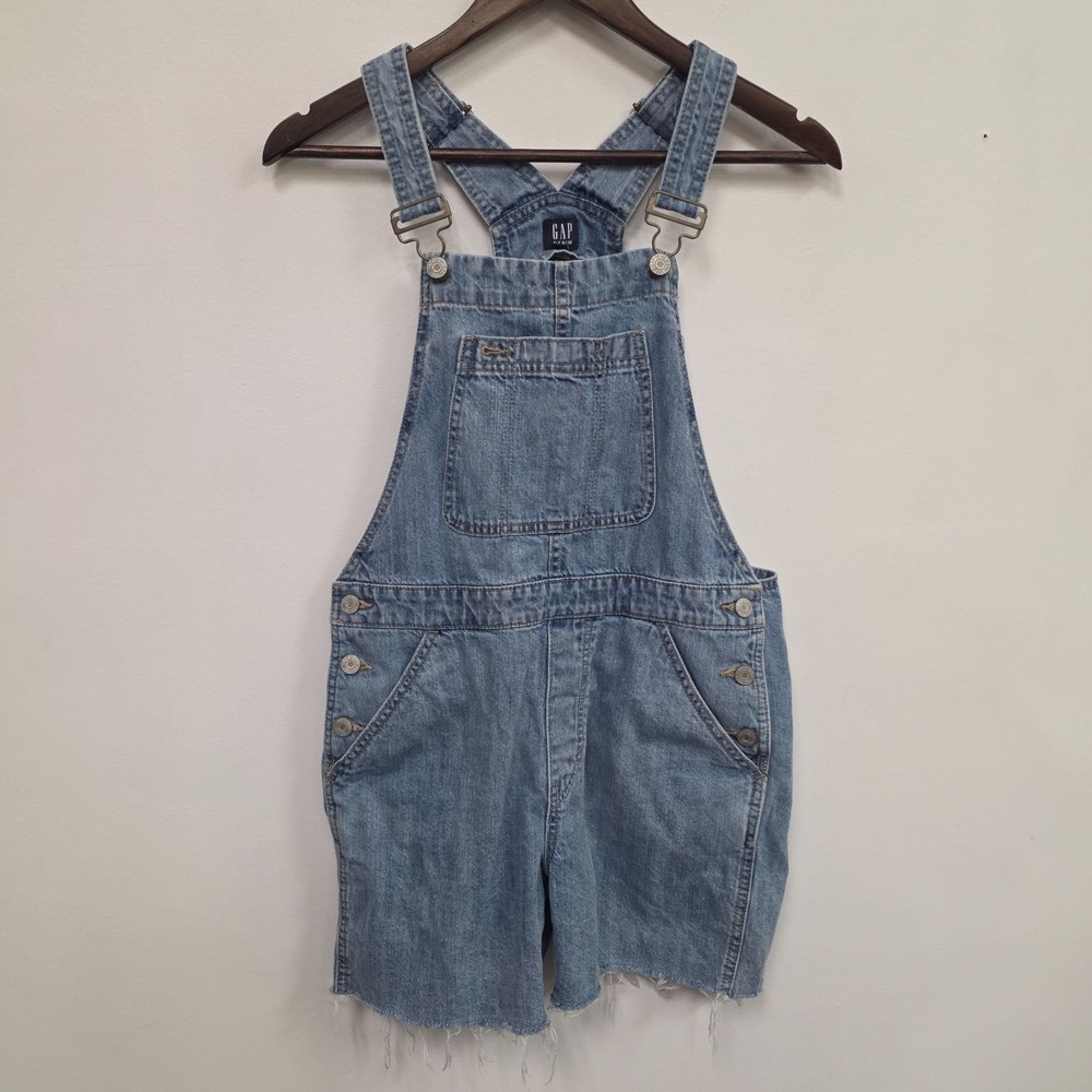 Gap Womens Denim Shortalls Size XS Gardening Light Wash Bib Overalls Chore Blue
